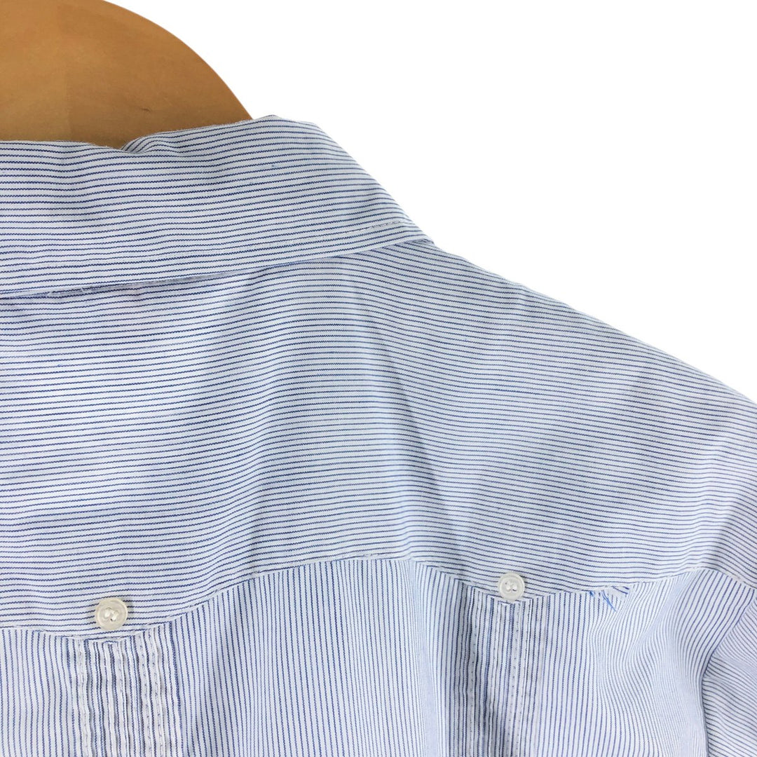 90'S ROMANI Stripe Pattern Short Sleeve Cuban Shirt Box Shirt Men's XL polyester white type Vintage Second Hand