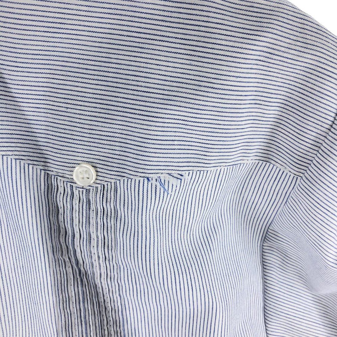 90'S ROMANI Stripe Pattern Short Sleeve Cuban Shirt Box Shirt Men's XL polyester white type Vintage Second Hand