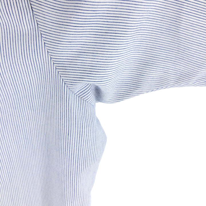 90'S ROMANI Stripe Pattern Short Sleeve Cuban Shirt Box Shirt Men's XL polyester white type Vintage Second Hand