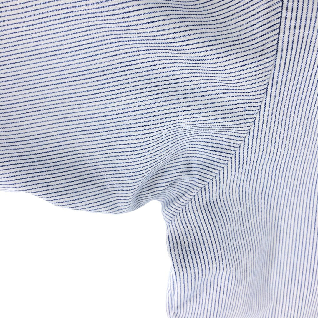 90'S ROMANI Stripe Pattern Short Sleeve Cuban Shirt Box Shirt Men's XL polyester white type Vintage Second Hand