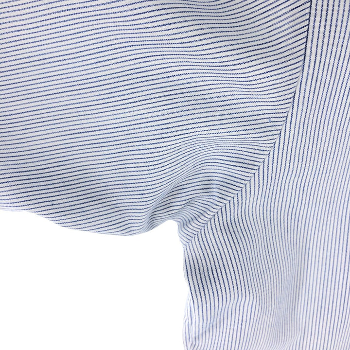 90'S ROMANI Stripe Pattern Short Sleeve Cuban Shirt Box Shirt Men's XL polyester white type Vintage Second Hand