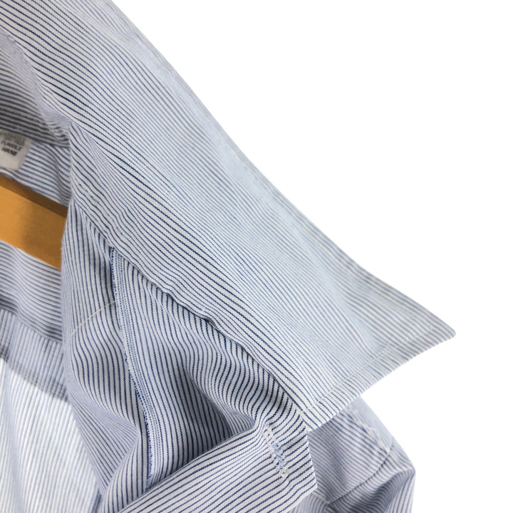 90'S ROMANI Stripe Pattern Short Sleeve Cuban Shirt Box Shirt Men's XL polyester white type Vintage Second Hand