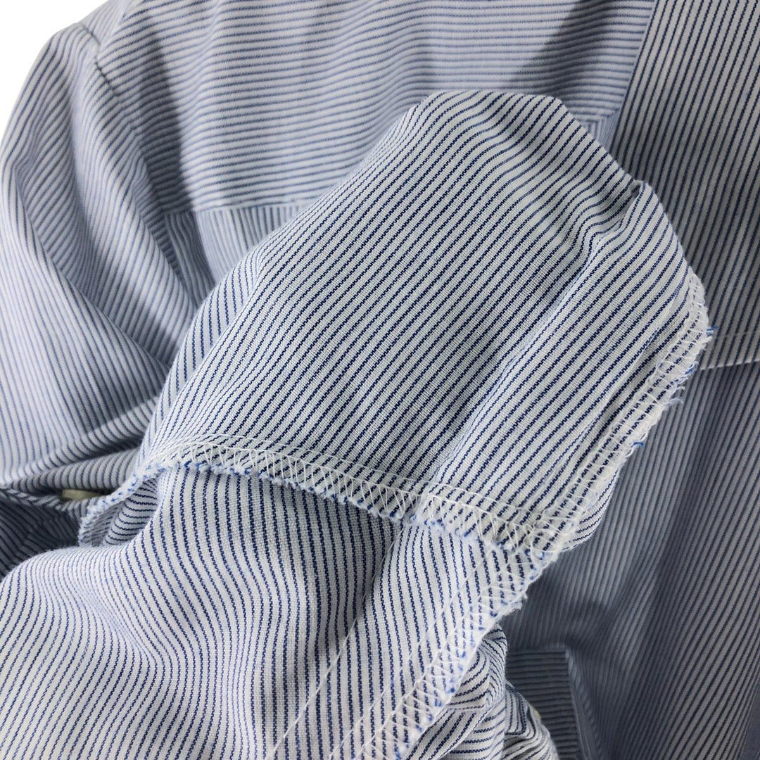 90'S ROMANI Stripe Pattern Short Sleeve Cuban Shirt Box Shirt Men's XL polyester white type Vintage Second Hand