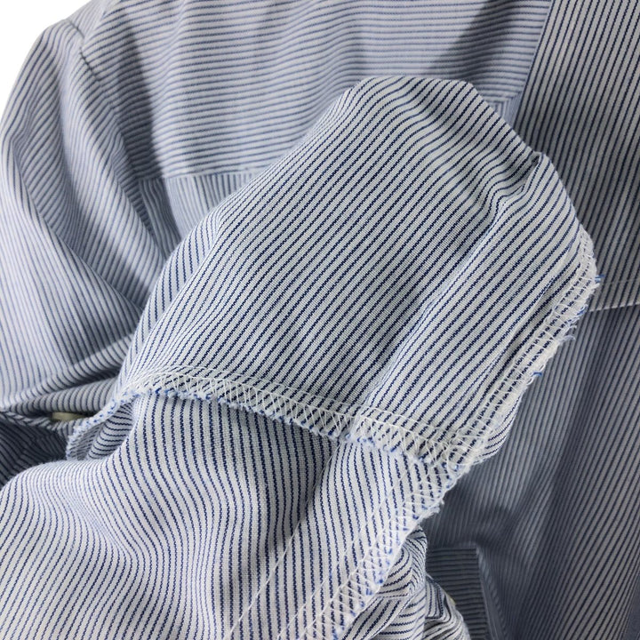 90'S ROMANI Stripe Pattern Short Sleeve Cuban Shirt Box Shirt Men's XL polyester white type Vintage Second Hand