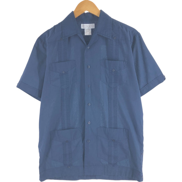 ROMANI Short Sleeve Open Collar Mexican Shirt Cuban Shirt Box Shirt Men's S Size polyester navy blue type Vintage Second Hand