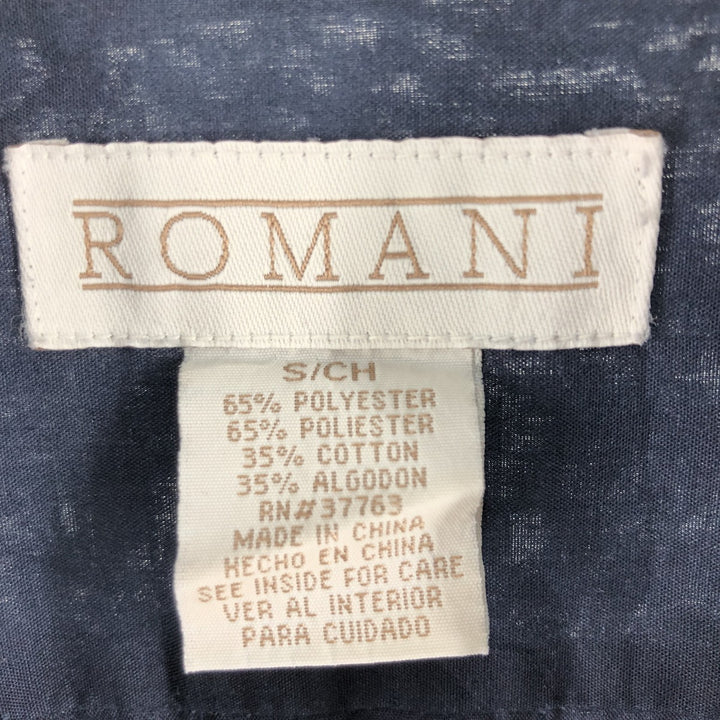 ROMANI Short Sleeve Open Collar Mexican Shirt Cuban Shirt Box Shirt Men's S Size polyester navy blue type Vintage Second Hand