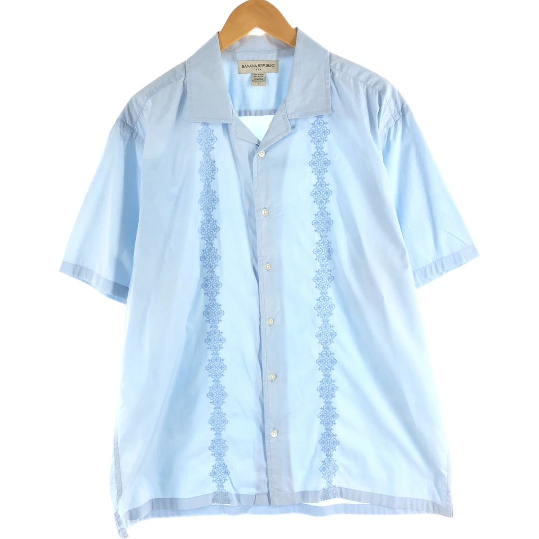 Banana Republic BANANA REPUBLIC Short Sleeve Open Collar Mexican Shirt Cuban Shirt Box Shirt Men's L Size Cupra Blue type light blue Vintage Second Hand