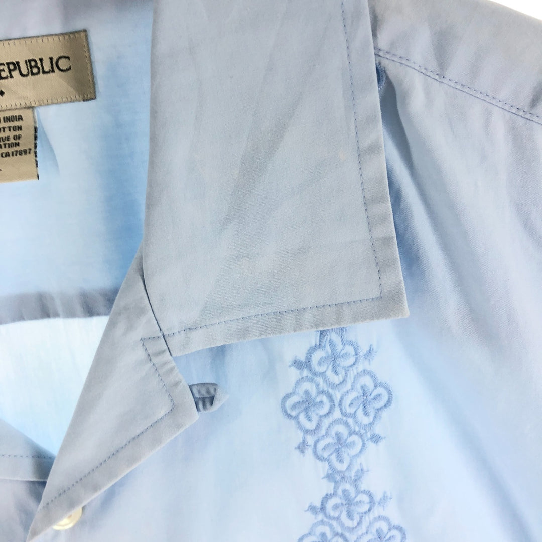 Banana Republic BANANA REPUBLIC Short Sleeve Open Collar Mexican Shirt Cuban Shirt Box Shirt Men's L Size Cupra Blue type light blue Vintage Second Hand