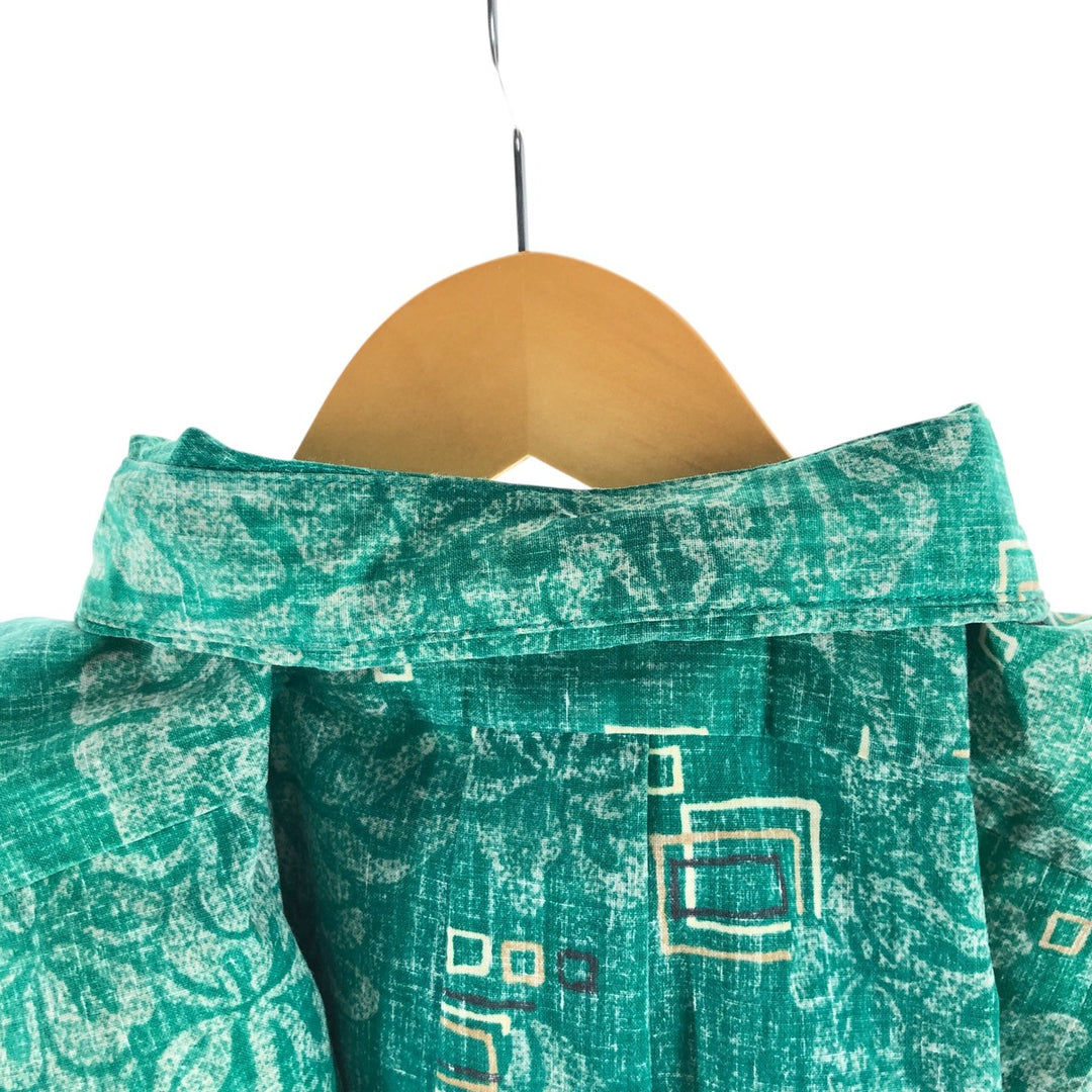 90'S Reyn Spooner Swimwear Tag Hibiscus Pattern Pullover Button-Down Aloha Shirt Made in Hawaii Men's XXL cotton green type Vintage Second Hand