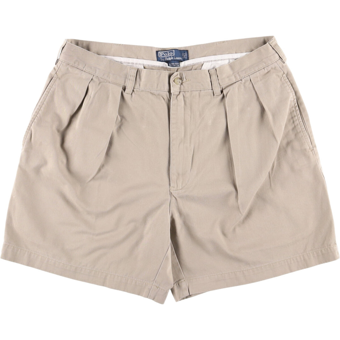 Ralph Lauren POLO by Ralph Lauren ANDREW SHORT Two-pleat chino shorts, short pants, men's size W35 cotton Beige type Vintage Second Hand