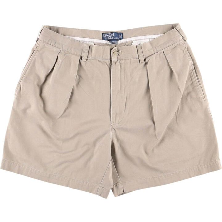 Ralph Lauren POLO by Ralph Lauren ANDREW SHORT Two-pleat chino shorts, short pants, men's size W35 cotton Beige type Vintage Second Hand