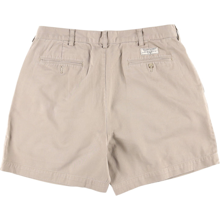 Ralph Lauren POLO by Ralph Lauren ANDREW SHORT Two-pleat chino shorts, short pants, men's size W35 cotton Beige type Vintage Second Hand