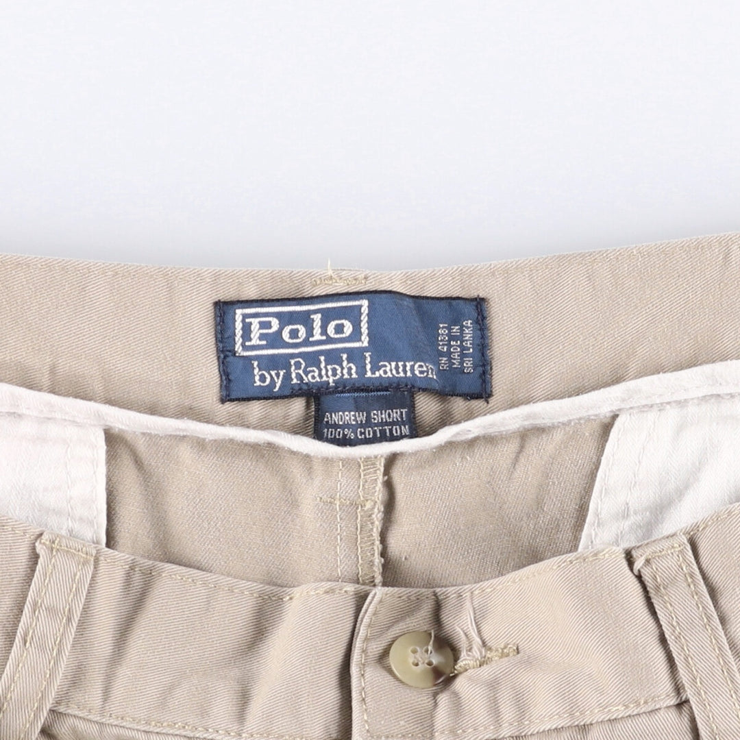 Ralph Lauren POLO by Ralph Lauren ANDREW SHORT Two-pleat chino shorts, short pants, men's size W35 cotton Beige type Vintage Second Hand