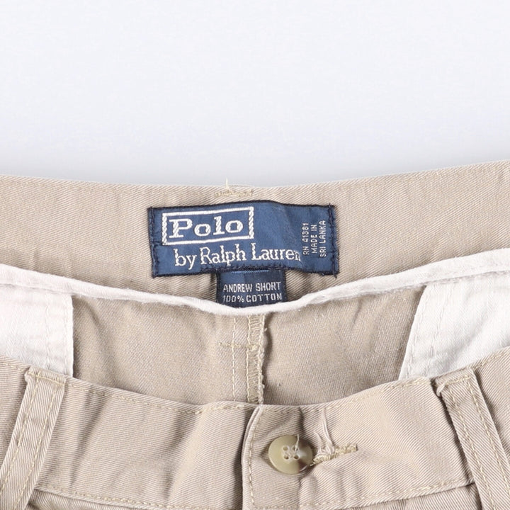 Ralph Lauren POLO by Ralph Lauren ANDREW SHORT Two-pleat chino shorts, short pants, men's size W35 cotton Beige type Vintage Second Hand