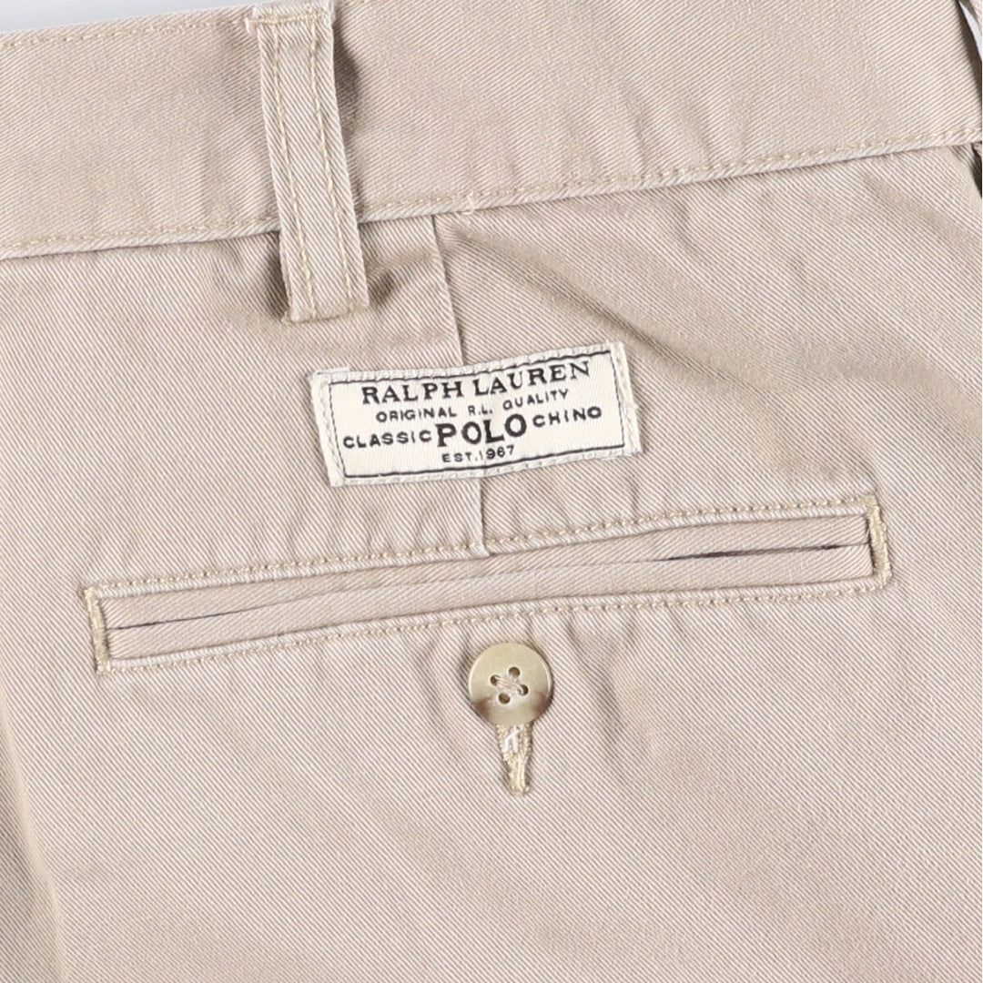 Ralph Lauren POLO by Ralph Lauren ANDREW SHORT Two-pleat chino shorts, short pants, men's size W35 cotton Beige type Vintage Second Hand