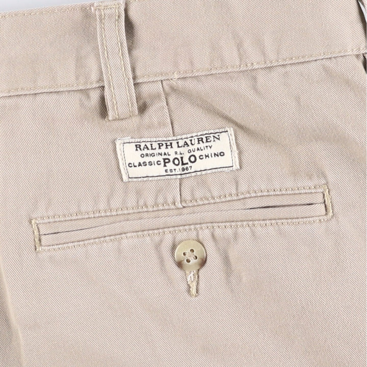 Ralph Lauren POLO by Ralph Lauren ANDREW SHORT Two-pleat chino shorts, short pants, men's size W35 cotton Beige type Vintage Second Hand