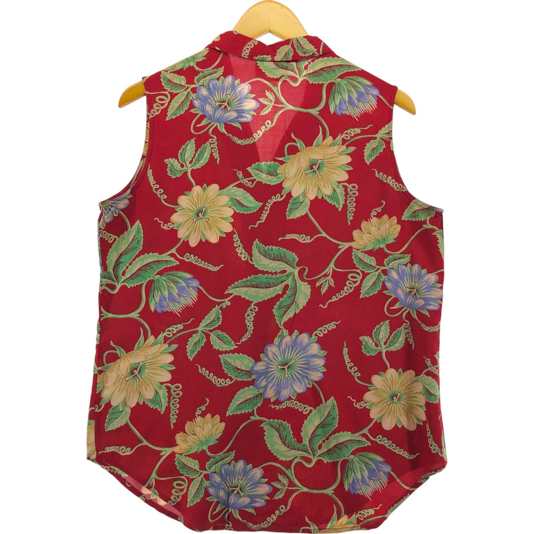 80s-90'S Reyn Spooner all-over print open collar sleeveless Hawaiian aloha shirt, women's size L unknown red type Vintage Second Hand