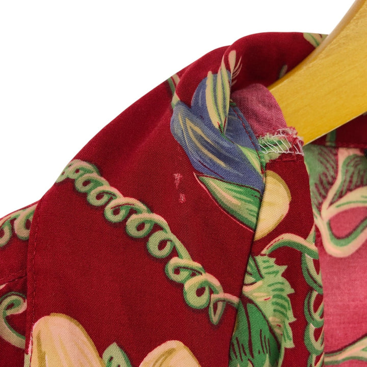80s-90'S Reyn Spooner all-over print open collar sleeveless Hawaiian aloha shirt, women's size L unknown red type Vintage Second Hand