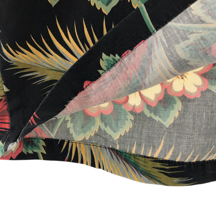 80s-90'S Reyn Spooner Diamond Head Tag All-Over Pattern Open Collar Hawaiian Aloha Shirt Women's L Size Rayon black type Vintage Second Hand