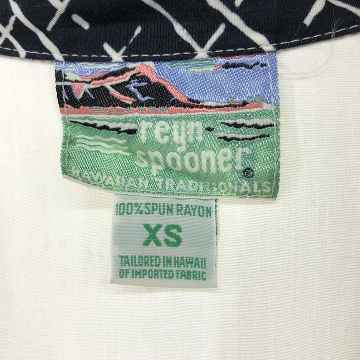 80s-90'S Reyn Spooner Diamond Head Tag All-Over Rayon Hawaiian Aloha Shirt Women's XS Size Rayon pale white type Vintage Second Hand