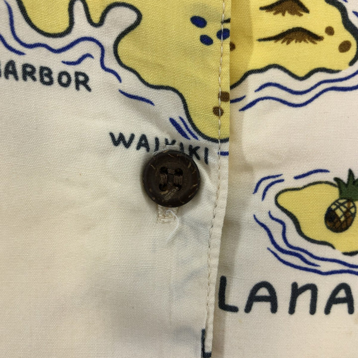 80s-90'S Reyn Spooner Diamond Head Tag All-Over Rayon Hawaiian Aloha Shirt Women's XS Size Rayon pale white type Vintage Second Hand