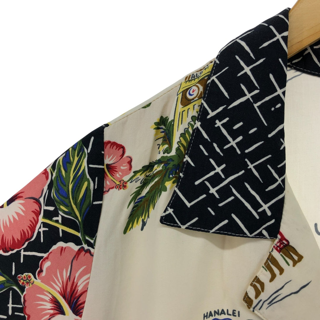 80s-90'S Reyn Spooner Diamond Head Tag All-Over Rayon Hawaiian Aloha Shirt Women's XS Size Rayon pale white type Vintage Second Hand