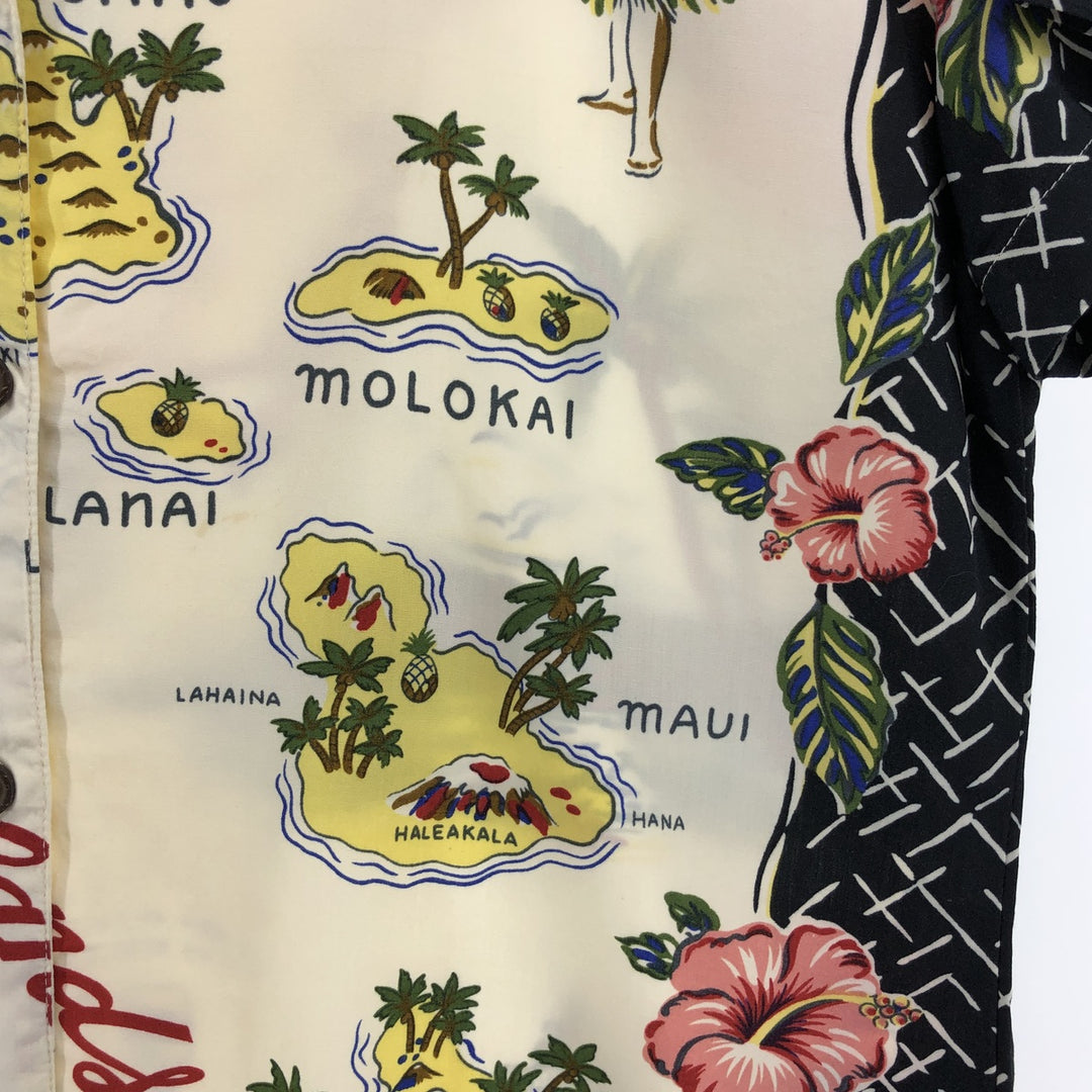 80s-90'S Reyn Spooner Diamond Head Tag All-Over Rayon Hawaiian Aloha Shirt Women's XS Size Rayon pale white type Vintage Second Hand