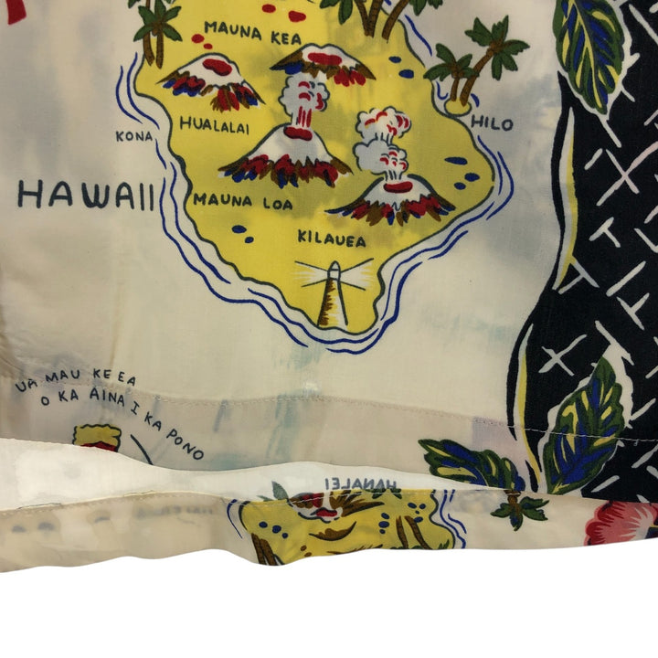 80s-90'S Reyn Spooner Diamond Head Tag All-Over Rayon Hawaiian Aloha Shirt Women's XS Size Rayon pale white type Vintage Second Hand