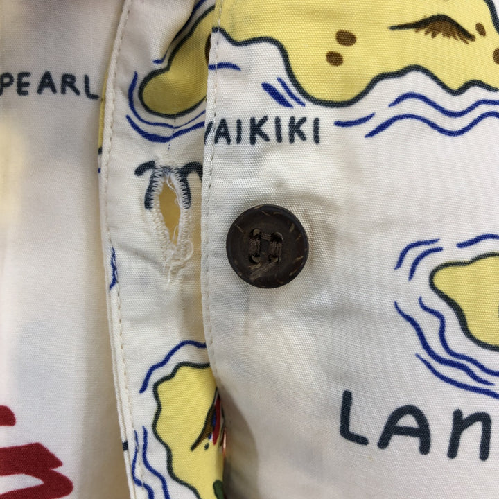 80s-90'S Reyn Spooner Diamond Head Tag All-Over Rayon Hawaiian Aloha Shirt Women's XS Size Rayon pale white type Vintage Second Hand