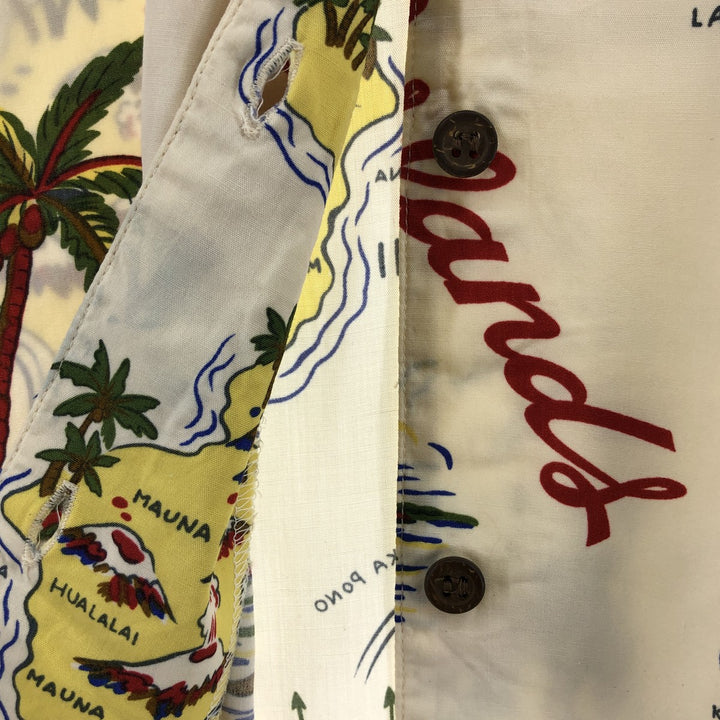 80s-90'S Reyn Spooner Diamond Head Tag All-Over Rayon Hawaiian Aloha Shirt Women's XS Size Rayon pale white type Vintage Second Hand