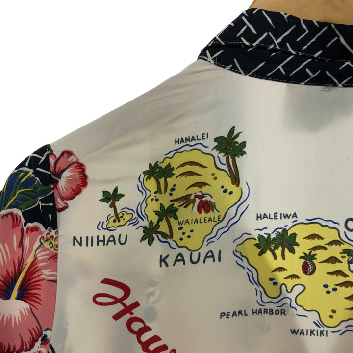 80s-90'S Reyn Spooner Diamond Head Tag All-Over Rayon Hawaiian Aloha Shirt Women's XS Size Rayon pale white type Vintage Second Hand