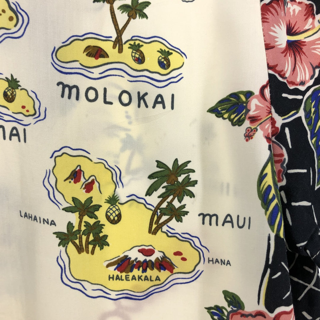 80s-90'S Reyn Spooner Diamond Head Tag All-Over Rayon Hawaiian Aloha Shirt Women's XS Size Rayon pale white type Vintage Second Hand