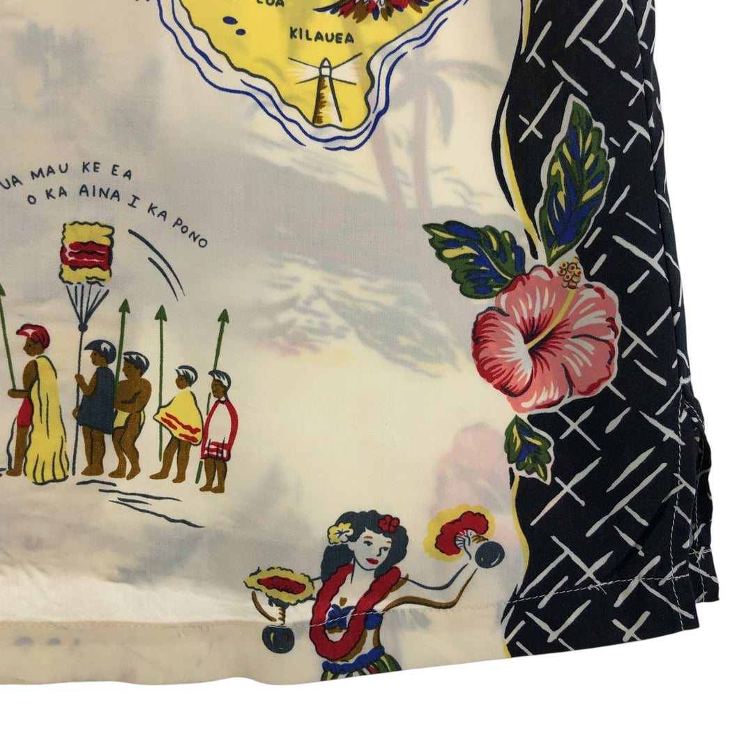 80s-90'S Reyn Spooner Diamond Head Tag All-Over Rayon Hawaiian Aloha Shirt Women's XS Size Rayon pale white type Vintage Second Hand