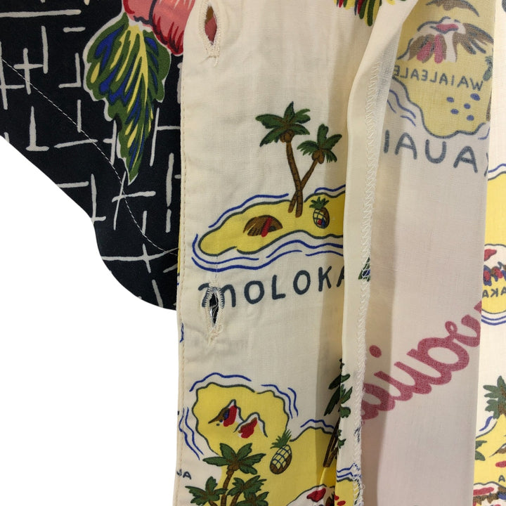 80s-90'S Reyn Spooner Diamond Head Tag All-Over Rayon Hawaiian Aloha Shirt Women's XS Size Rayon pale white type Vintage Second Hand