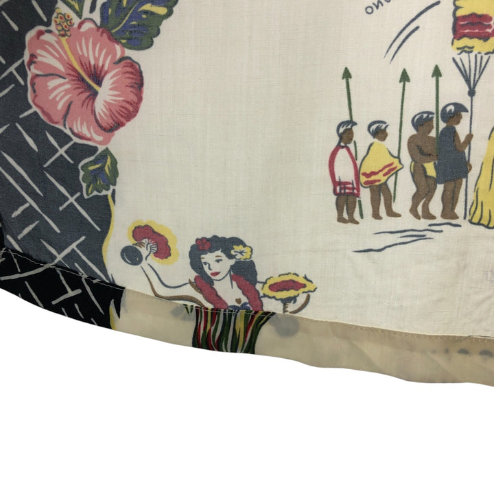 80s-90'S Reyn Spooner Diamond Head Tag All-Over Rayon Hawaiian Aloha Shirt Women's XS Size Rayon pale white type Vintage Second Hand