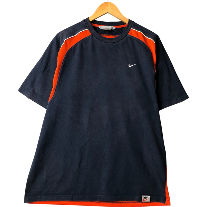 2000'S Nike Two-Tone Logo T-Shirt, Men's Size L cotton navy blue type Vintage Second Hand