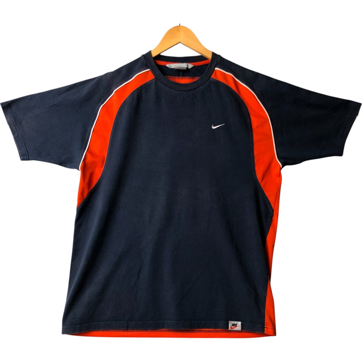 2000'S Nike Two-Tone Logo T-Shirt, Men's Size L cotton navy blue type Vintage Second Hand