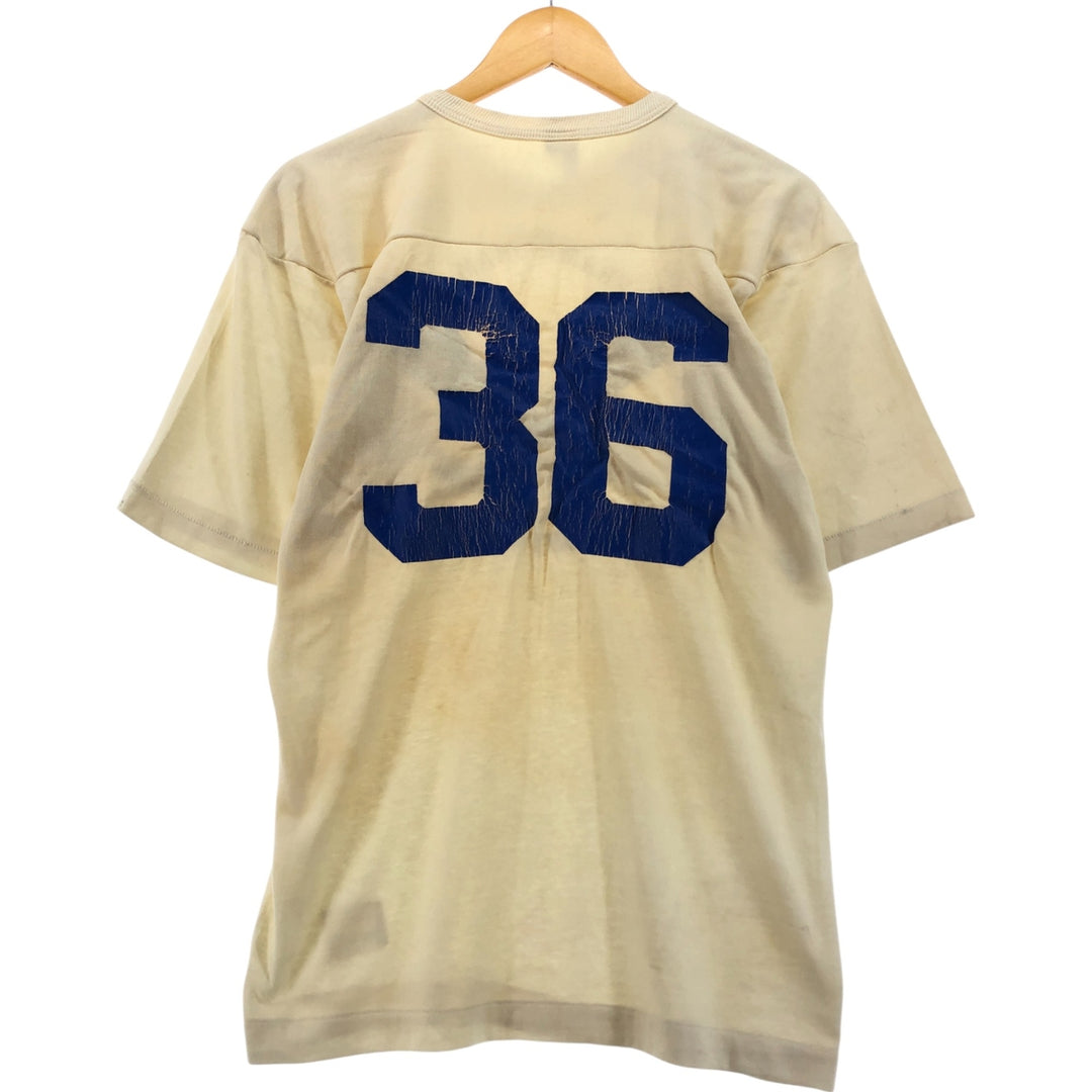 80'S Champion Tricot Tag Eagle Pattern V-neck Football T-shirt Made in USA Men's M size Vintage cotton unbleached Vintage Second Hand