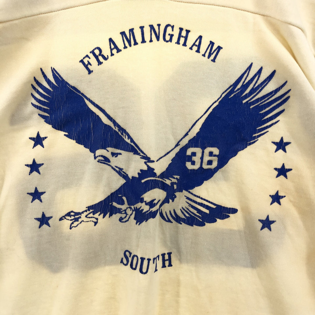 80'S Champion Tricot Tag Eagle Pattern V-neck Football T-shirt Made in USA Men's M size Vintage cotton unbleached Vintage Second Hand
