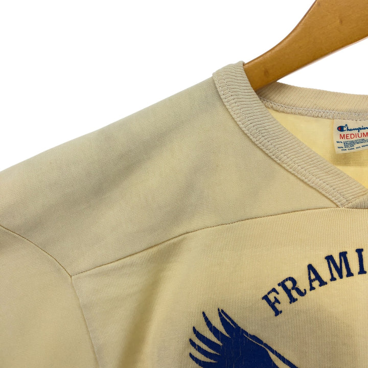 80'S Champion Tricot Tag Eagle Pattern V-neck Football T-shirt Made in USA Men's M size Vintage cotton unbleached Vintage Second Hand