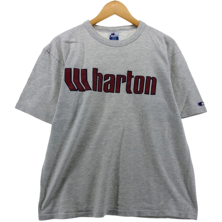 90'S Champion College T-shirt, Made in USA, Men's L size, Vintage cotton gray type Vintage Second Hand