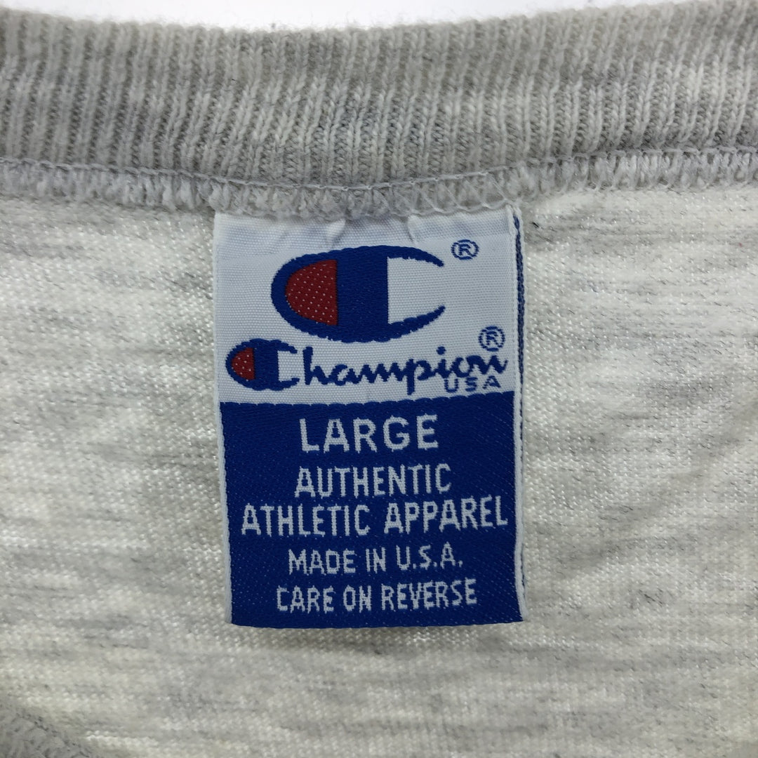 90'S Champion College T-shirt, Made in USA, Men's L size, Vintage cotton gray type Vintage Second Hand