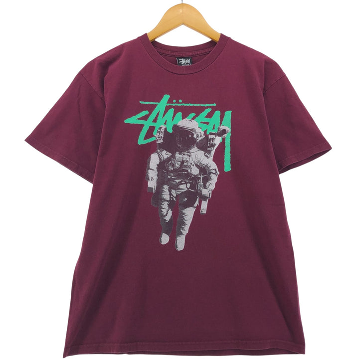 STUSSY surf skate T-shirt, size M for men cotton wine-red Vintage Second Hand