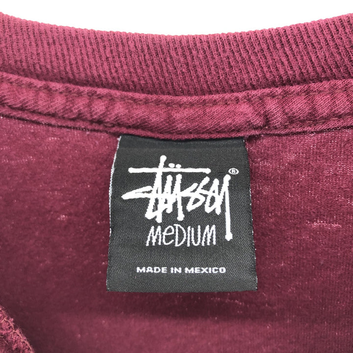 STUSSY surf skate T-shirt, size M for men cotton wine-red Vintage Second Hand