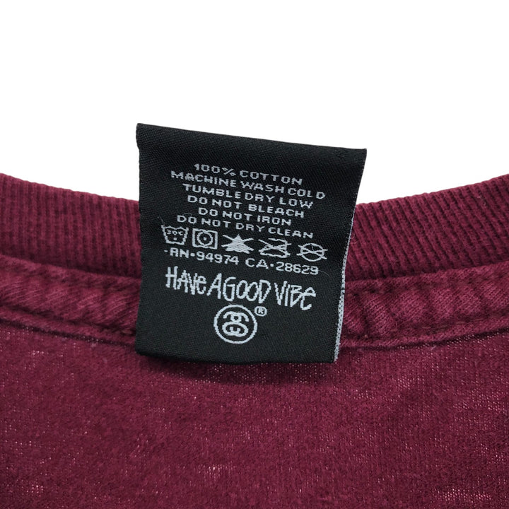 STUSSY surf skate T-shirt, size M for men cotton wine-red Vintage Second Hand