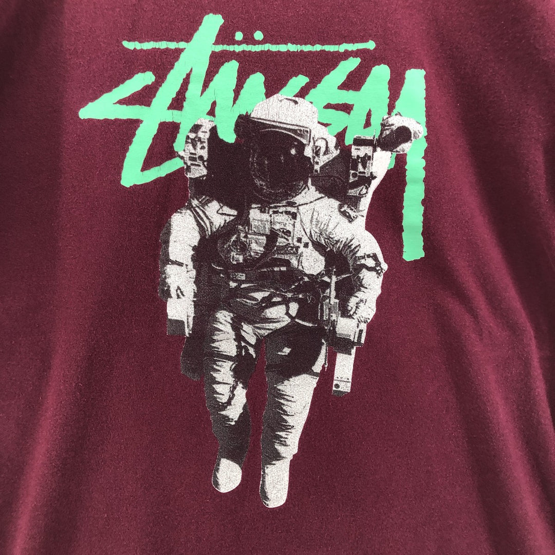 STUSSY surf skate T-shirt, size M for men cotton wine-red Vintage Second Hand