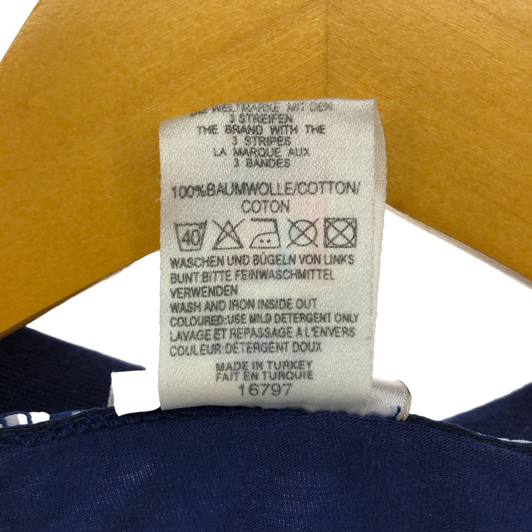 90'S Adidas logo print T-shirt, men's XL size, vintage cotton navy blue type Vintage Second Hand