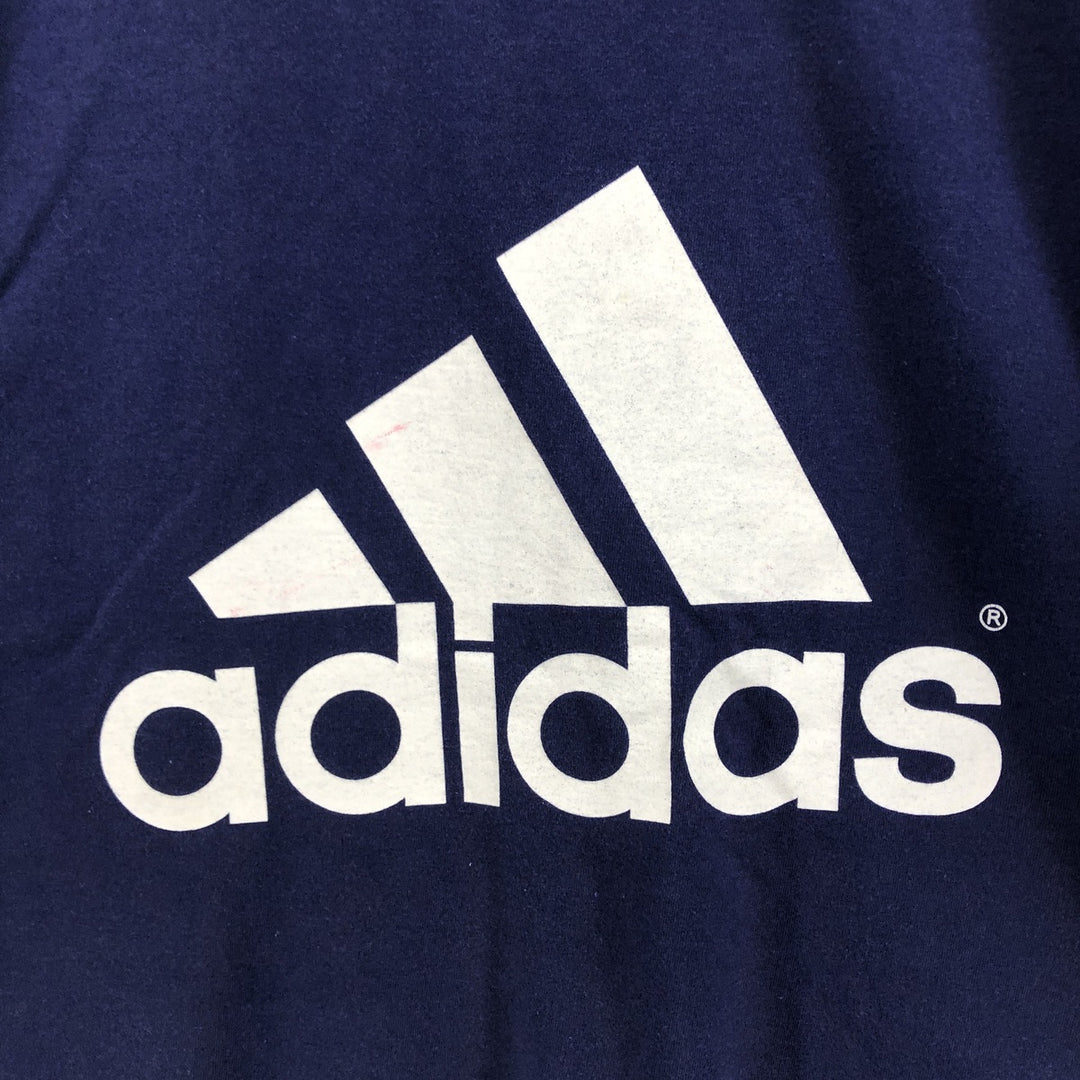90'S Adidas logo print T-shirt, men's XL size, vintage cotton navy blue type Vintage Second Hand