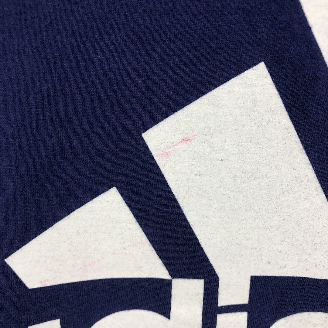 90'S Adidas logo print T-shirt, men's XL size, vintage cotton navy blue type Vintage Second Hand