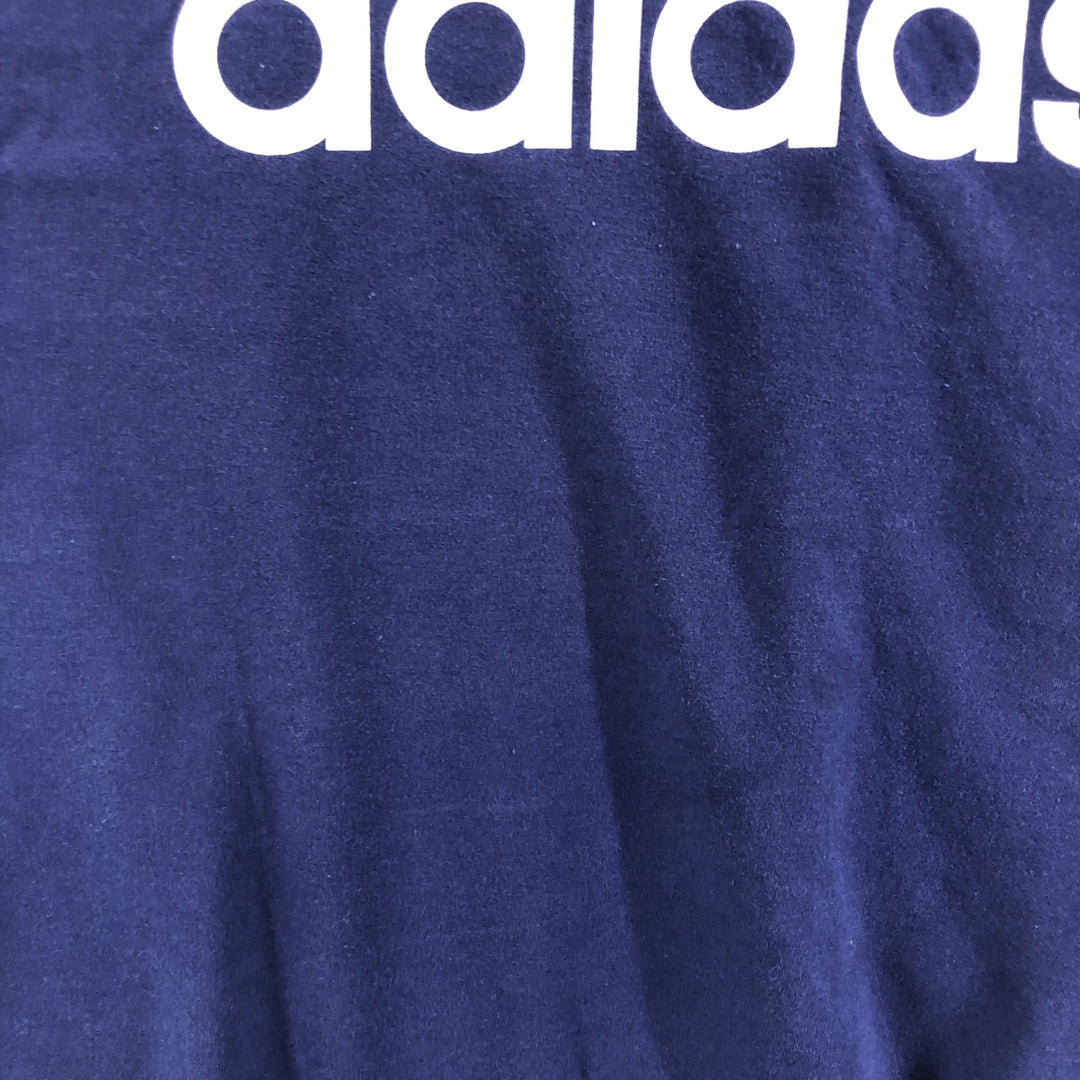90'S Adidas logo print T-shirt, men's XL size, vintage cotton navy blue type Vintage Second Hand